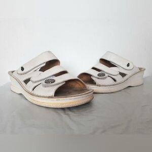 Comfortable white leather orthopedic sandals, size 36
